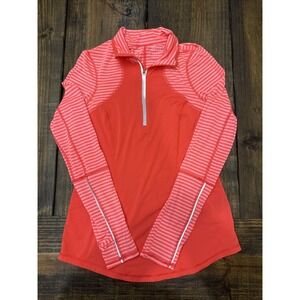 Zella Shirt XS Women Red Running Reflective 1/4  Zip Thumb‎ Hole Long Sleeve